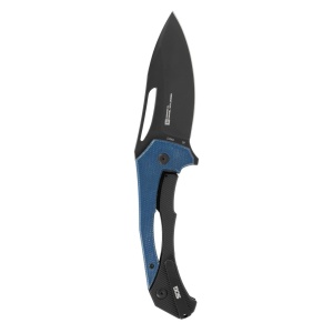 Cutit pliabil SOG Bulwark FL Blue, lama CRYO D2 Clip Point, Frame Lock, maner G10 albastru - Img 4