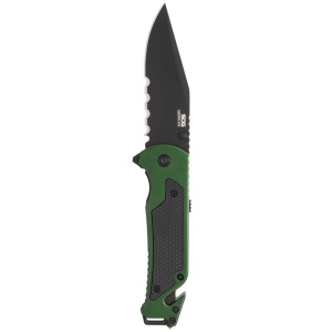 Cutit pliabil SOG Escape 2.0 Olive Drab 11-52-01-43, lama Clip Point AUS-8 partial zimtata, deschidere asistata, taietor centura, spargator geam - Img 2