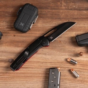 Cutit pliabil SOG Escape FL Red, lama 8Cr13MoV, Frame Lock, maner rosu din aluminiu anodizat - Img 9