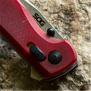 Cutit pliabil SOG Terminus XR G10 Crimson, lama D2 Black TiNi, XR Lock, maner G10 rosu, Flipper EDC - Img 8