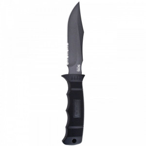 Cutit tactic SOG SEAL Pup Black, otel AUS-8, lama partial zimtata 120 mm