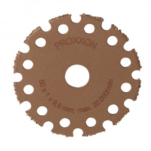 Disc din carbura de tungsten Proxxon 28556, 50 mm, cu gauri de racire, pentru lemn si mortar, LHW / LHW/A