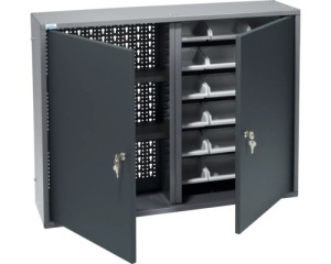 Dulap suspendat pentru atelier 80 x 60 x 20 cm cu 2 polite si 18 cutii