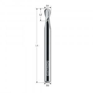 Freza cu Varf Rotund Datron 0068406, 2 Caneluri, D6 mm, R3 mm, L10 mm, Coada 6 mm - Img 3
