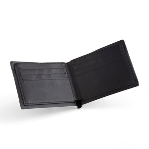 Interior de portofel slim din piele de vitel neagra Tandy Leather, 8 buzunare carduri, cu sablon