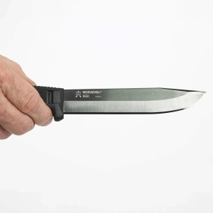 Morakniv Morkret Black Blade (C) – Cutit Survival Full-Tang Carbon 100Cr6 DLC 57.5 HRC Teaca Click-On MOLLE - Img 3