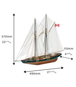 Navomodel Pescuit si regate Schooner Bluenose II, scara 1:75 Kit de model de nava din lemn - Artesania Latina - Img 3