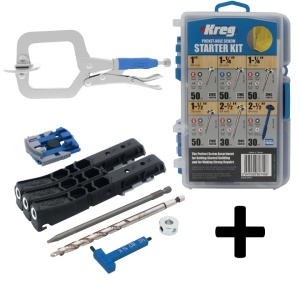 Pachet Kreg Pocket-Hole Jig 230 Micro cu șuruburi și clește menghină