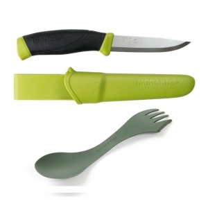 Pachet promo cutit Morakniv Companion Olive Green + Spork Original Bio Light My Fire, set camping si outdoor