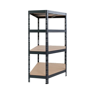Raft metalic depozitare, de colt, 180 x 90 x 90 x 45 cm, gri, 4 polite, 250 kg/polita - Img 2