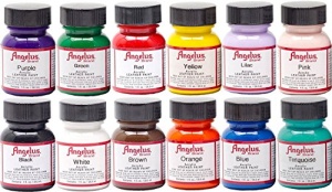 Set 12 vopsele acrilice pentru piele si sneakers Angelus, 12 x 29.5 ml