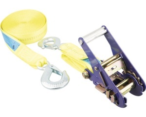 Set 2 chingi de fixare cu clichet si carabiniera Mamutec, 35 mm x 6 m, 2500 kg, galben