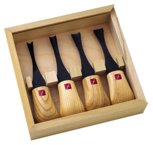 Set 4 dalti cu maner lat pentru sculptura in lemn FR404, Flexcut