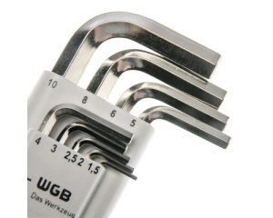 Set chei hexagonale scurte WGB 1,5-10 mm, 9 piese, crom-vanadiu - Img 2