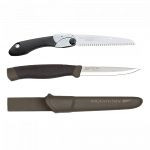 Set Cuțit Companion, Heavy Duty MG Si Fierastrau pliabil bushcraft, camping Silky Pocketboy 170mm cu 10dinti, 30mm