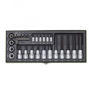 Trusa speciala pentru suruburi TORX Proxxon 23103, 29 piese, chei TX si TTX, cutie din otel - Img 4