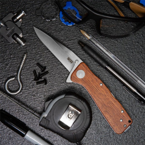TWI24-CP Briceag Twitch XL Drop Point, Satin, Maner lemn, SOG - Img 14