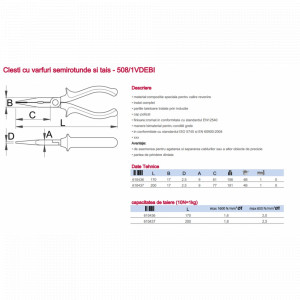508/1VDEBI Cleste/Patent izolat cu varfuri semirotunde si tais, Unior - Img 2