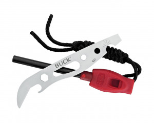 Amnar de supravietuire Buck Knives Fire Starter 0837BKS-B, tija feroceriu, rascheta otel, husa si snur