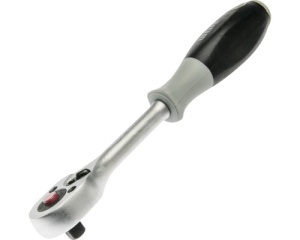 Antrenor cu clichet reversibil WGB 3/8" 200 mm, crom-vanadiu, mâner bicomponent cu buton