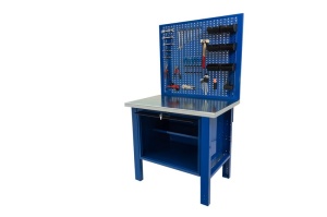 Banc de lucru metalic Werkmeister 1000-5, 1000 mm, dulap cu usa si panou perforat