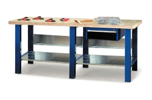 Banc de lucru metalic Werkmeister 2000-15, 2000 mm, sertar cu cheie