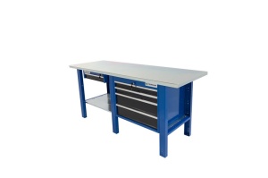 Banc de lucru metalic Werkmeister 2000-23, 2000 mm, 4 sertare si sertar cu cheie
