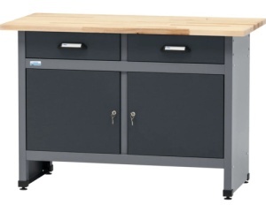 Banc de lucru Profi 2, 120 x 84 x 60 cm, 2 sertare, blat din lemn 3 cm, negru/gri antracit - Img 2