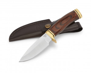 Cutit fix traditional Buck 192 Vanguard, otel 420HC, maner Heritage Walnut si teaca piele - Img 2