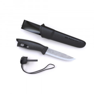 Cutit outdoor Morakniv Companion Spark S Black, otel inoxidabil 12C27, cu amnar integrat, teaca inclusa