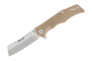 Cutit pliabil Buck 252 Trunk Tan 0252TNS-B, lama Cleaver 7.3 cm, maner G10 bej