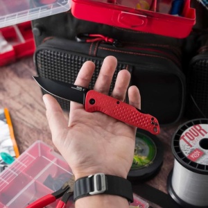 Cutit pliabil SOG Adventurer LB Red Black 13-11-07-43, lama Drop Point 5Cr15MoV Satin, Lockback, maner GRN Red & Black, EDC Outdoor - Img 9