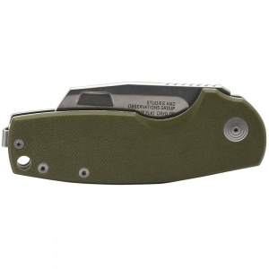 Cutit pliabil SOG Stout FLK Cleaver OD Stonewash 14-03-11-57, lama Cleaver CRYO D2 Stonewashed, Frame Lock, deschidere Flipper, maner G10 Olive Drab, EDC - Img 7