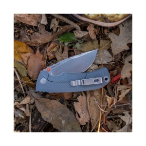 Cutit pliabil SOG Tellus FLK Wolf Gray 14-06-02-43, lama Drop Point CRYO 440 Stonewashed, Frame Lock, deschidere Flipper, maner GRN Wolf Gray, EDC Outdoor - Img 7