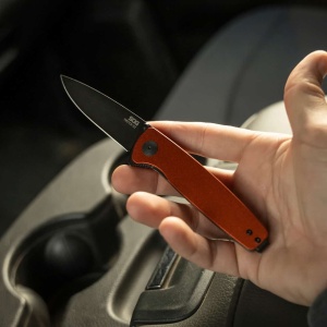 Cutit pliabil SOG Twitch III Burnt Orange 11-15-05-43, lama Drop Point D2, deschidere asistata S.A.T., maner aluminiu portocaliu, EDC Premium - Img 10