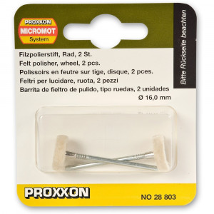 Discuri 16 mm din pasla pentru lustruire Proxxon 28803, 2 bucati, ax 2,35 mm - Img 2