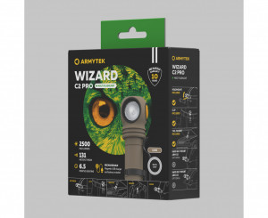 F08701CS Lanterna Wizard C2 Pro Magnet USB Sand - lumina alba, Armytek - Img 7