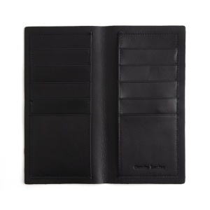 Interior de portofel tip carnet din piele de vitel neagra Tandy Leather, 10 buzunare carduri, cu sablon - imagine 3