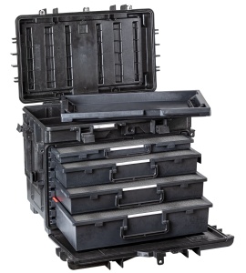 Lada de scule pe roti cu 4 sertare cu burete pretaiat, cu RFID/NFC, 5140.BKT01.AH, 581 x 381 x 455 mm, Explorer Cases