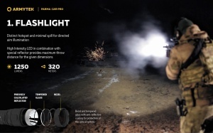 Lanterna tactica Armytek Parma C2IR Pro 1250 lm cu lumina alba si infrarosu IR 940 nm, montura Picatinny/Weaver - Img 14