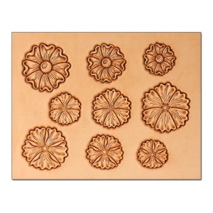 Sablon reutilizabil Craftaid, model flori nr. 1 (Flowers #1) pentru modelaj piele - Tandy Leather 76618-00 - Img 2