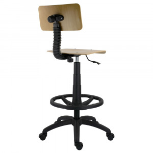Scaun profesional PRO lemn cu extra cilindru lung si inel suport picioare plastic - Img 2