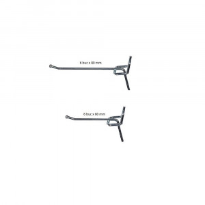 Set 12 carlige metalice pentru panou profesional de scule 60 mm , 80 mm, Unior