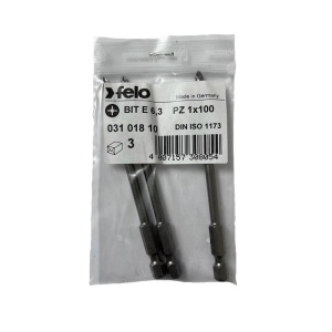 Set 3 biti Felo, seria Industrial profil Pozidrive, E6.3, PZ1, 100mm - Img 1