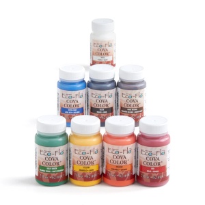 Set 8 vopsele acrilice pentru piele Eco-Flo Cova Color – Tandy Leather SUA, 59 ml / culoare - Img 2