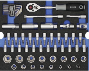 Set chei tubulare 3/8, 55 piese, insertie pentru sertar