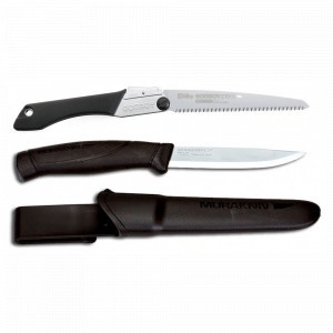 Set Cuțit Companion, negru Si Fierastrau pliabil bushcraft, camping Silky Gomboy 210mm cu 10dinti, 30mm