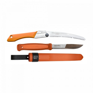 Set Cutit Morakniv Kansbol ORANGE Si Fierastrau pliabil bushcraft, camping Silky Gomboy curbat 210mm cu 8dinti, 30mm