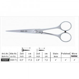 117017 Foarfeca pentru frizerie/coafura 17cm, Clasic Style, Kretzer