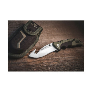 Briceag de vanatoare Buck Pursuit Large 0660GRG-B cu carlig, otel 420HC, maner Versaflex verde, Lockback - Img 7